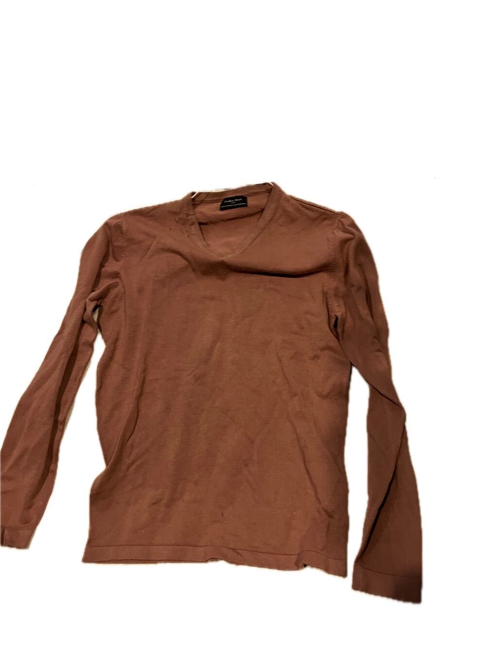 Zara Man Rust/Beige  Crewneck Thin Light Sweater Mens Medium